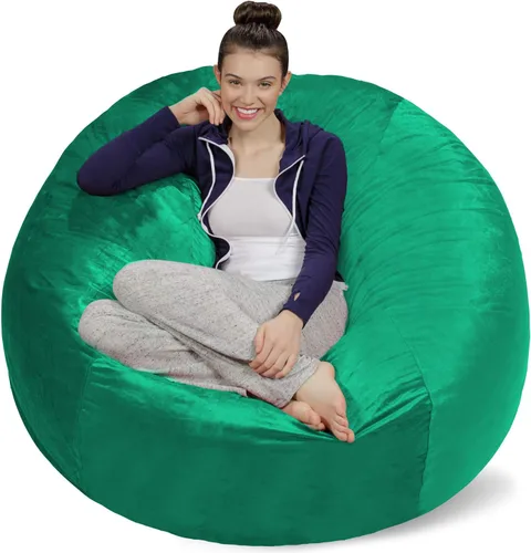 Miniatura 45 de Sofa Sack Funda para silla puff solamente, sin relleno, cómoda funda de repuesto para silla redonda, 5 pies, color carbón Carbón - Solo funda