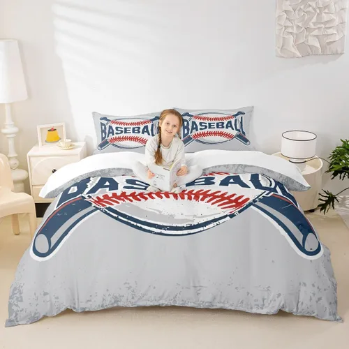 Miniatura 20 de Homewish Juego de ropa de cama de elefante, tamaño Queen, funda de edredón a rayas azules para niños y niñas, juego de funda de edredón de animales