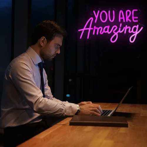 Miniatura 5 de Hoolerry Letrero de neón con texto en inglés «You Are Amazing Light» para dormitorio, luz LED de neón rosa, para cumpleaños, niñas, fiesta, pared