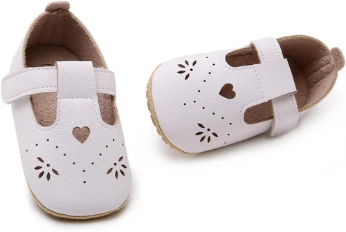 Miniatura 34 de RVROVIC Mocasines de princesa para bebé, zapatos brillantes de Mary Jane, zapatos de cuna de suela suave y ligera de primera calidad, zapatos