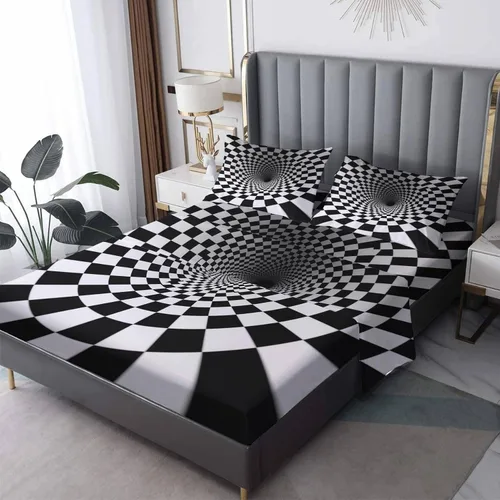 Miniatura 52 de Juego de sábanas tamaño individual: sábanas y fundas de almohada, sábanas y fundas de almohada, microfibra suave y bolsillo profundo y patrón sin