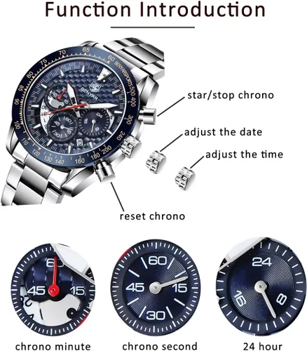 Miniatura 5 de BENYAR Fashion Men's Quartz Chronograph Waterproof Silicone Watches Business Casual Sport Design Wrist Watch for Men Perfect for Father Son Black