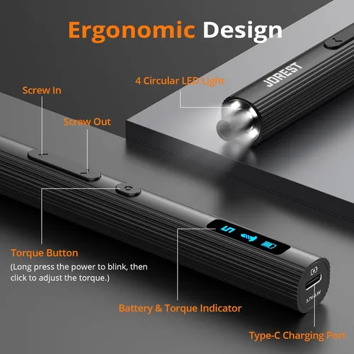 Miniatura 3 de JOREST Mini destornillador eléctrico 155 en 1 inalámbrico, juego de destornilladores eléctricos de precisión, 5 niveles de par (máximo 0.75 N.m)