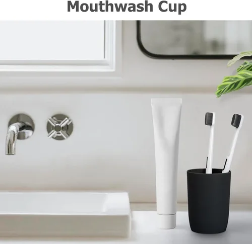 Miniatura 7 de Topsky Paquete de 4 vasos de baño – Plástico reutilizable para cepillo de dientes, enjuague bucal, cepillado