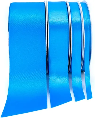 Miniatura 4 de Cinta de satén azul, 1/2 pulgada x 50 yardas, color sólido de doble cara, rollo de cinta gruesa y duradera, cinta 100% poliéster para envolver