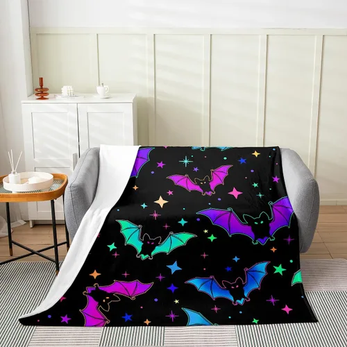 Miniatura 2 de Erosebridal Manta de murciélago de Halloween de 30 x 40 pulgadas, para todas las estaciones, con estrellas y galaxias, para niños, decoraciones