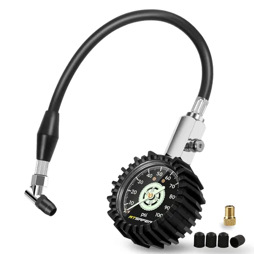 Miniatura 9 de Medidor de presión de neumáticos de baja presión ATsafepro hasta 30PSI, medidor de neumáticos mecánico de 2.5” con manguera flexible y portabrocas