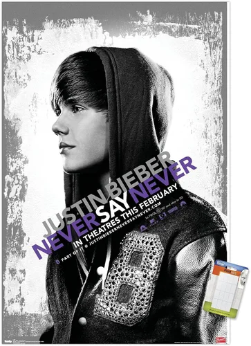 Miniatura 10 de Trends International Justin Bieber - Póster de pared con texto en inglés "Never Say Never Say Never", 14.725 x 22.375 pulgadas, versión enmarcada