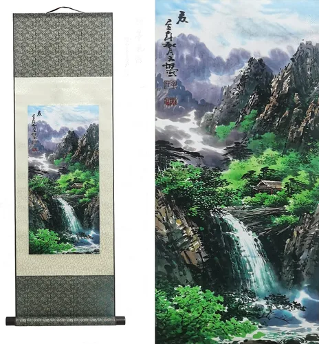 Miniatura 51 de AtfArt Decoración asiática de pared, hermosa pintura de pergamino de seda, 4 flores de hombre justo, orquídea ciruela, bambú, crisantemo, decoración