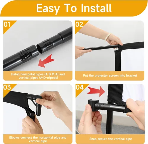 Miniatura 7 de Pantalla de proyector para exteriores con soporte, pantallas de proyector plegables de 120 pulgadas con bolsa de transporte portátil, pantalla