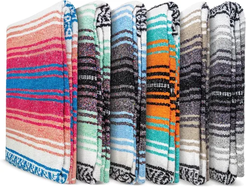 Miniatura 6 de Manta mexicana tipo sarape, tejida a mano, perfecta para usarse como tapete de yoga, manta de playa, manta de picnic, montura de caballo