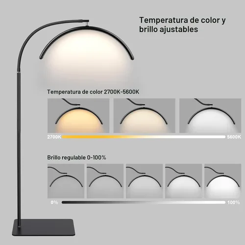 Miniatura 3 de Lámpara LED de pie Half Moon – Lámpara profesional sin sombras para técnicos de pestañas, esteticistas y artistas del tatuaje Control remoto