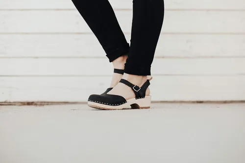 Miniatura 3 de Sandgrens Zuecos de madera sueca hechos a mano para mujer, sandalias de tacón bajo Zaragasso