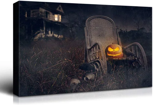 Miniatura 81 de Denozer - Pintura artística de pared de Halloween, impresión artística sobre lienzo para dormitorio, sala de estar, decoración de pared del hogar
