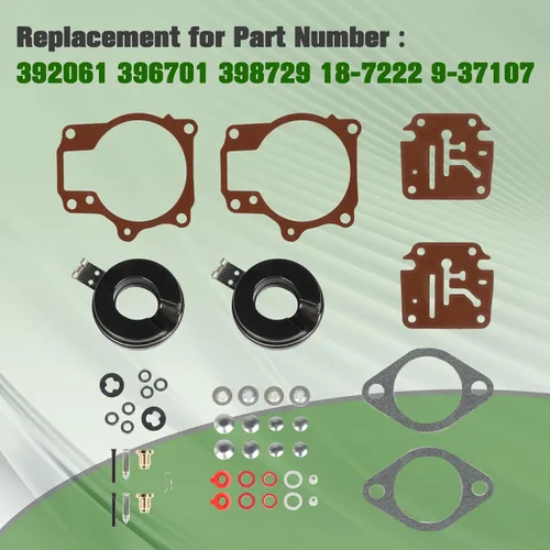 Miniatura 4 de ALL-CARB Paquete de 2 kits de reparación de carbohidratos con flotador de repuesto para Johnson Evinrude 396701 18 20 25 28 30 35 40 45 48 50 55 60