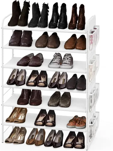 Miniatura 9 de Simple Houseware Organizador de almacenamiento para zapatos de 6 niveles con bolsa lateral para colgar, bronce