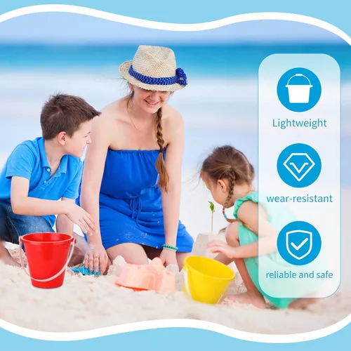 Miniatura 5 de Didaey 24 cubos de arena para playa a granel para niños de 5 pulgadas, coloridos y divertidos cubos de plástico y molde de castillo de arena para 4