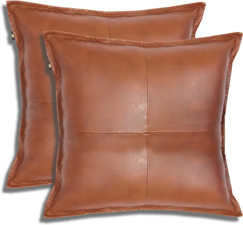 Miniatura 17 de LL LEATHER LOVERS Funda de almohada de piel de cordero - Funda de cojín para sofá, fundas decorativas para sala de estar y dormitorio, 20 x 20 Negro