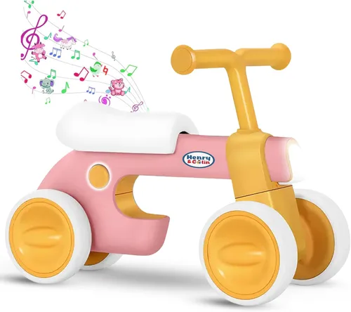 Miniatura 2 de Henry & Colin Bicicleta First Balance para niños de 1 año, bicicleta de 4 ruedas con luces divertidas y música, asiento suave, juguete de paseo sin