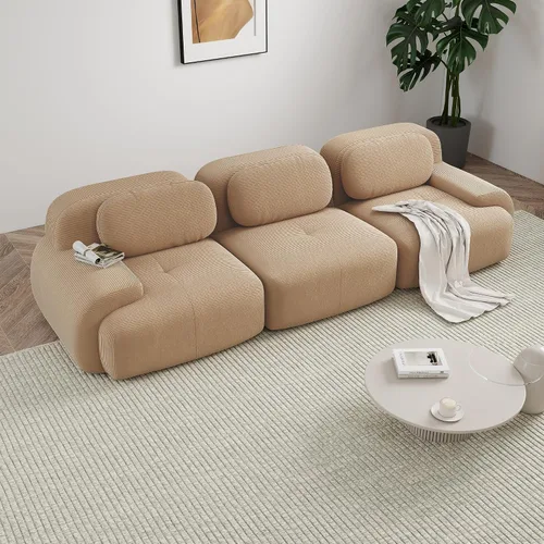 Miniatura 31 de Sofá modular sin hueso de 117 pulgadas, sofá modular en forma de L para sala de estar, sofá comprimido con asiento profundo, sofá nube de pana