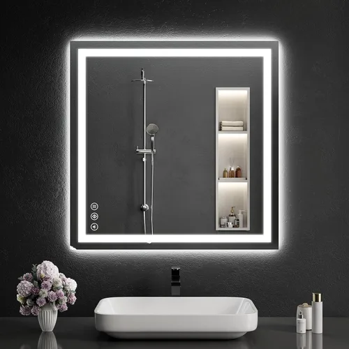 Miniatura 35 de Espejo de baño LED de 30 x 48 pulgadas con luces, regulable, antivaho, espejo de tocador de baño para pared, retroiluminado + luz frontal, función
