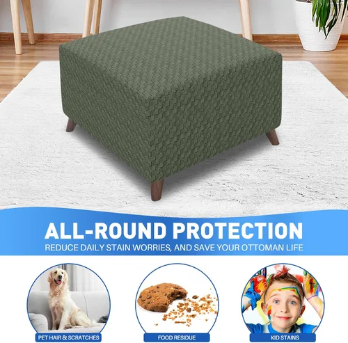 Miniatura 2 de MAXIJIN Fundas para otomano de jacquard, fundas protectoras para taburete plegable, protector de muebles, funda suave y gruesa rectangular