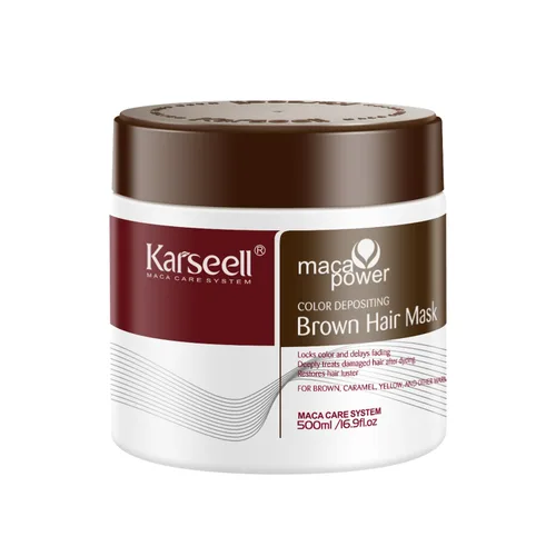 Karseell Acondicionador de depósito de color, mascarilla de cabello marrón para cabello teñido y decolorado, refresca el color y tono marrón 16.9 fl
