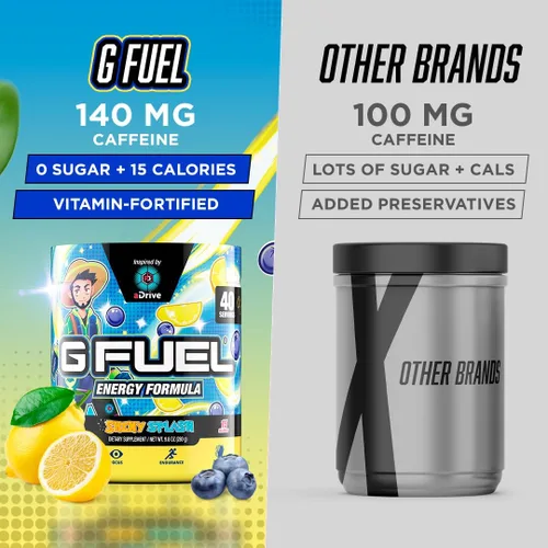 Miniatura 5 de G Fuel aDrive - Polvo de bebida energética, mezcla de cafeína preentrenamiento para juegos, sin azúcar, aminoácidos para el enfoque, vitaminas +