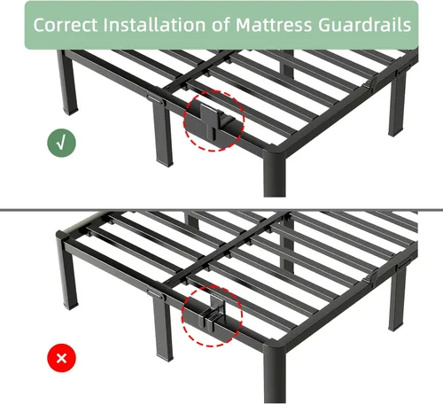 Miniatura 8 de Marco de cama tamaño individual, marco de cama de plataforma de metal resistente de 14 pulgadas, base de colchón de acero sin ruido, no necesita