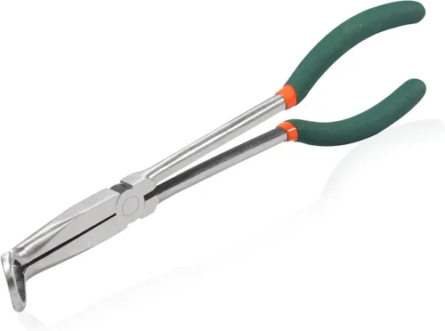 Miniatura 10 de SPEEDWOX Alicates de punta doblada de largo alcance de 11 pulgadas, dientes entrelazados de 30 grados, alicates finos de precisión para espacios
