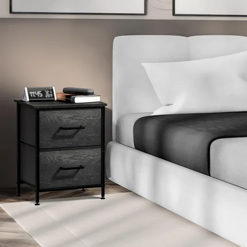 Miniatura 2 de Sorbus Cómoda de mesita de noche con 2 cajones de madera sintética, mesita de noche con almacenamiento para dormitorio, sala de estar, armario