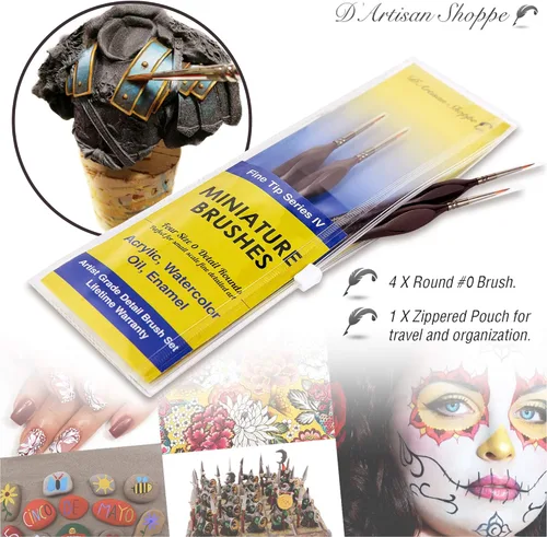 Miniatura 5 de Juego de pinceles de pintura de detalles profesionales, tamaño 0, pinceles redondos en miniatura de punta fina para juegos de mesa para adultos