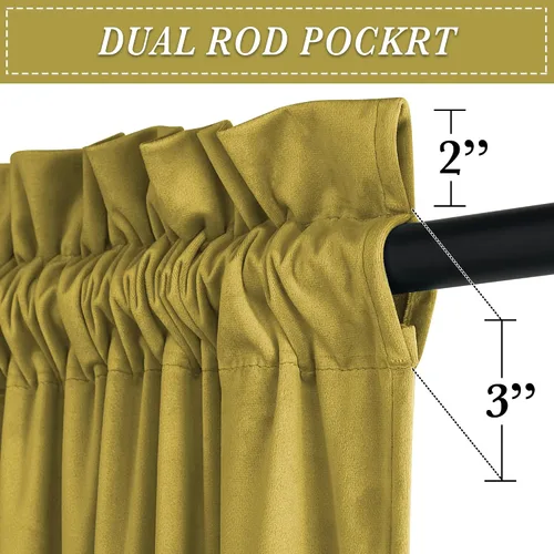 Miniatura 70 de RYB HOME Cortinas opacas de terciopelo para dormitorio, aislamiento térmico, privacidad, luz solar, bloqueo de calor, cortinas lujosas con bolsillo