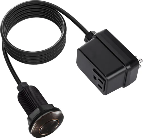 Miniatura 12 de Interruptor de eliminación de basura, kit de encendido y apagado inalámbrico para triturador de desechos de alimentos, oro cepillado, botón largo