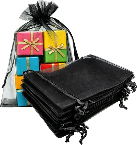 Miniatura 33 de Bolsas de regalo de organza de 5 x 7 pulgadas con cordón para joyas, dulces, flores de lavanda secas, 100 bolsitas rojas, bolsa de malla de tela