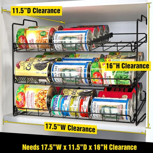 Miniatura 4 de Organizador de latas apilable de Deco Brothers para cocina y despensa, 3 niveles, negro