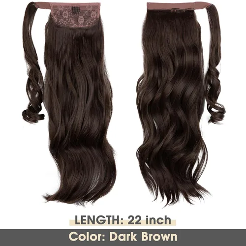 Miniatura 2 de CJL HAIR Extensión de cabello sintético de 22 pulgadas de largo, para mujer, color marrón oscuro
