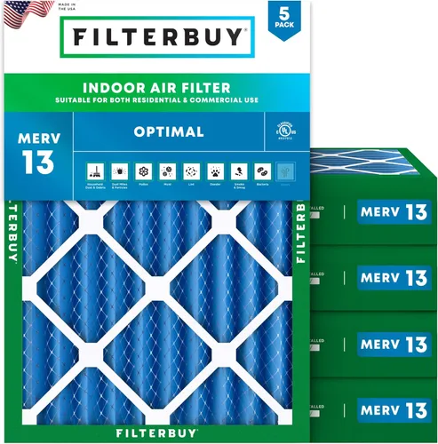 Miniatura 11 de Filterbuy Filtro de aire de 8 x 14 x 1 pulgadas MERV 13 de defensa óptima (paquete de 5), filtros de aire de repuesto plisados HVAC para calderas