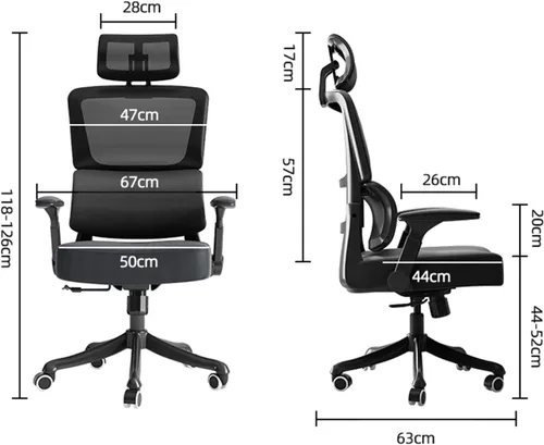 Miniatura 2 de Silla de computadora de respaldo alto para el hogar, silla de oficina ergonómica cómoda con soporte lumbar, silla tapizada de malla