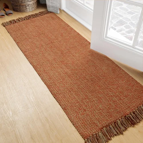Miniatura 77 de Collive - Tapete de pasillo de cocina, 2 x 4.3 pies, tejido a mano, reversible, lavable, de algodón, color blanco/beige, para baño, pasillo