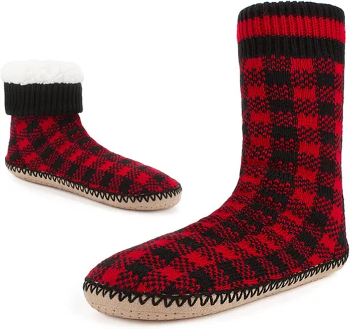 Cozylook Calcetines tipo pantufla para hombre, con forro polar, suela antideslizante, para invierno, suaves, gruesas, acogedoras, cálidas, peludas,