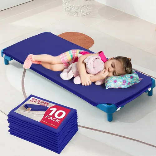 Miniatura 8 de 2 piezas de sábanas para catre de guardería, 23" x 51", sábana rosa de tamaño para catre de guardería con bucles elásticos en las esquinas