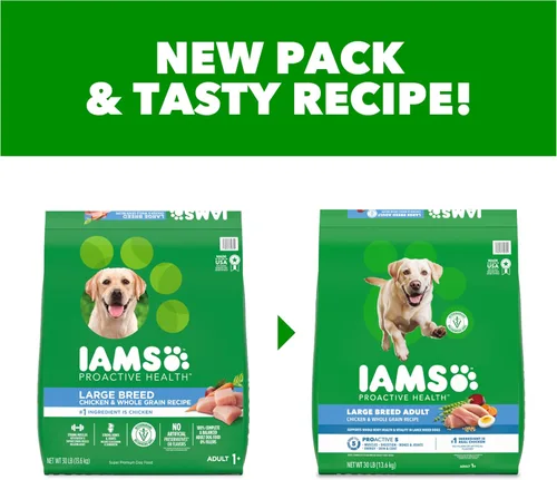 Miniatura 2 de IAMS - Alimento para perros adultos de raza grande con alto contenido de proteínas, con pollo real, 30 libras Bolsa