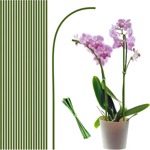 20 estacas para plantas, palitos para plantas, verde jardín flexible de un solo tallo para plantas de interior y exterior, plantas en maceta, Marrón