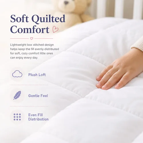Miniatura 3 de Continental Bedding Edredón para niños pequeños, relleno de edredón de microfibra 100%, manta para dormir con funda de algodón, se adapta a cuna