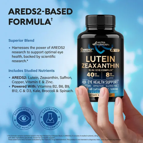 Miniatura 5 de Vitaminas oculares – Suplementos de luteína y zeaxantina – Suplemento a base de AREDS2 para personas mayores y adultos – Salud ocular y apoyo visual