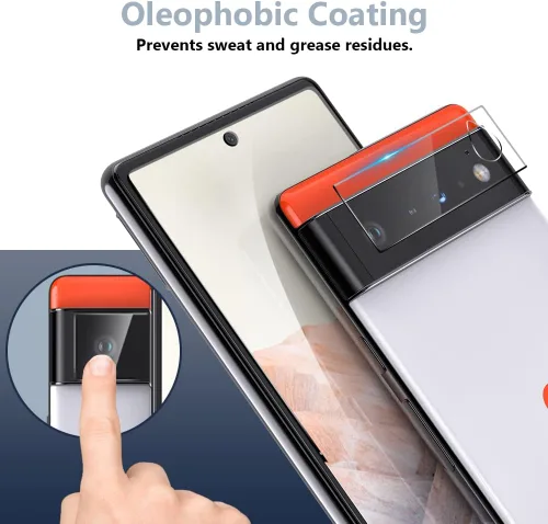 Miniatura 5 de TOCOL Paquete de 3 protectores de pantalla de vidrio templado compatibles con Google Pixel 6 5G de 6.4 pulgadas y protector de lente de cámara