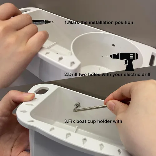 Miniatura 3 de HIUMI Paquete de 2 organizadores para botes, portavasos marinos, ajuste universal para Bass Boat Kayak Pontón Jon Boat Pesca Cabaña