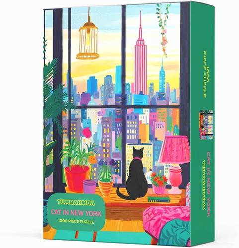 Miniatura 6 de Rompecabezas para adultos de 1000 piezas, gato en Nueva York, colorido rompecabezas desafiante para mujeres y amantes de los gatos, acabado mate