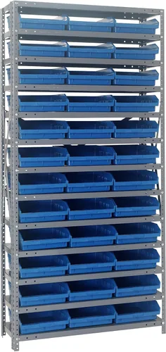 Miniatura 129 de Quantum QSBU-245BK Heavy Duty Shelving Unit with (7) Shelves and (24) QUS245 Black Bins for Garage Warehouse Storage Distribution 400 lb Load